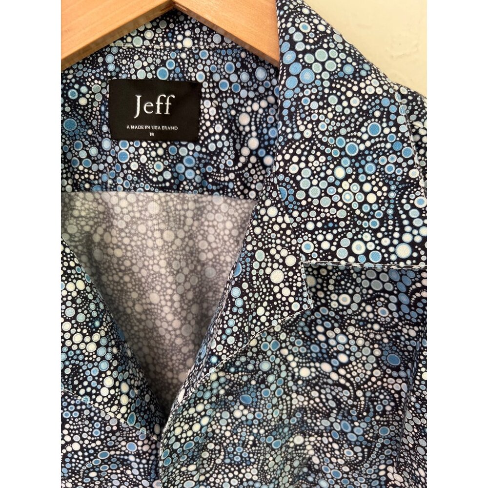 Men's JEFF blue print shirt size M‎ medium